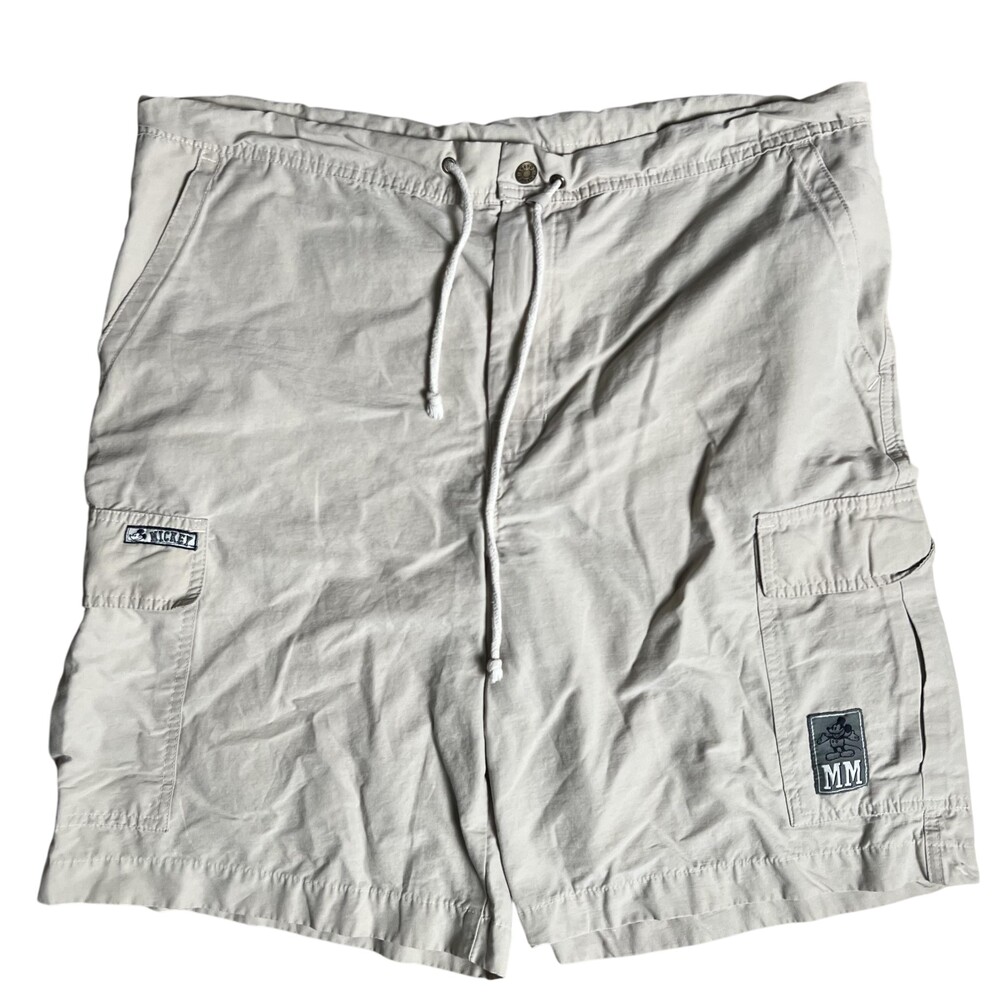 The Disney Store Shorts Mens M Beige Cargo Nylon Drawstring Pockets Inseam 9